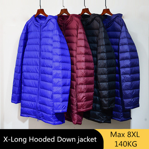 Surdimensionné 5XL 6XL 7XL 8XL hommes léger doudoune 2022 automne hiver hommes à capuche Long décontracté régulier Ultra-mince hommes manteau ► Photo 1/6