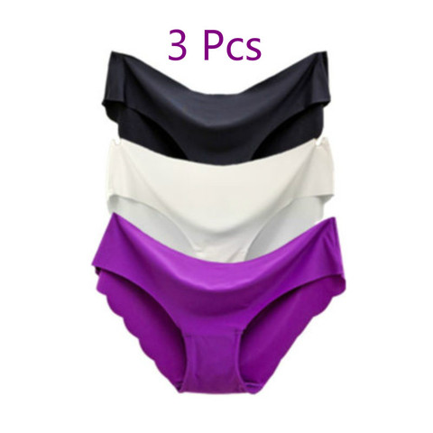 3 Pièces/ensemble Solide Dames Femmes Culotte Sans Couture De Sous-Vêtements En Soie G Culottes String Sexy Culotte De Sous-Vêtements Respirant Confortable ► Photo 1/6