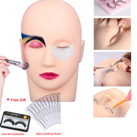 Massage en caoutchouc souple cils formation tête Extension de cils cosmétologie Mannequin poupée visage tête pour maquillage pratique modèle ► Photo 1/6