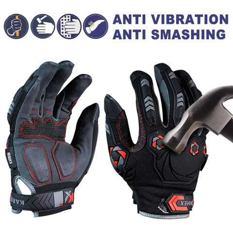 Gants de travail Anti-vibrations et chocs, 1 paire, mécaniques Anti-Impact, gants de sécurité respirants Anti-écrasement ► Photo 1/6