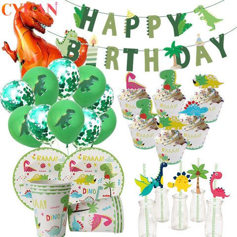 Dino – pailles en papier pour fête d'anniversaire, décor de fête d'anniversaire pour enfants garçons et dinosaures ► Photo 1/6