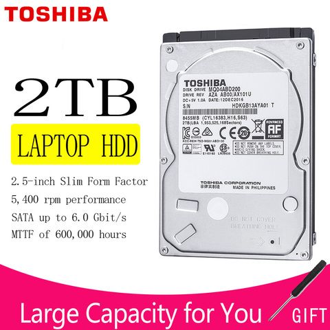 TOSHIBA-disque dur HDD de 2.5 pouces, SATA III, 9.5M, 128 Gb/s, 6.0 RPM, 5400 RPM, pour ordinateur portable, épaisseur 2 to ► Photo 1/6
