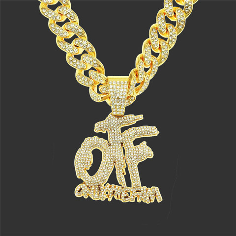 Collier Hip Hop en Zircon cubique pour toute la famille, pendentif OTF et chaîne cubaine de 13mm, 20 pouces ► Photo 1/6