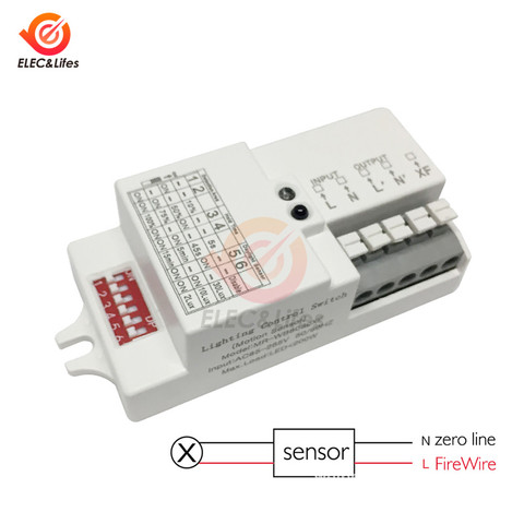 Interrupteur à capteur Radar micro-ondes 110/220V 2-2000lux, réglable, détecteur de mouvement corporel, interrupteur à relais à retardement, interrupteur à capteur à micro-ondes lumière LED lux ► Photo 1/6