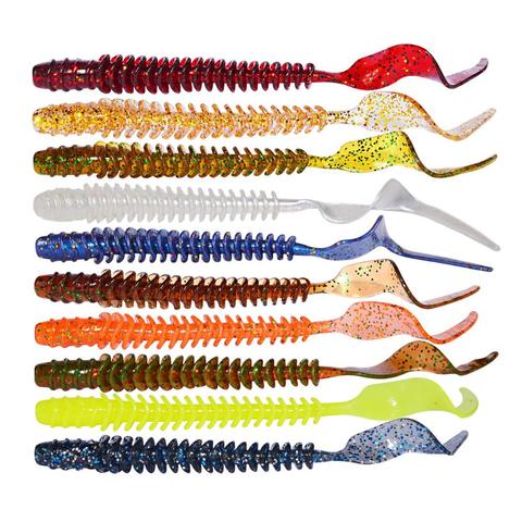 8 pièces/lot Jig ver pêche Silicone leurres souples 105mm 3.2g crevette odeur longue queue caoutchouc artificiel appât souple basse pesca attirail ► Photo 1/6