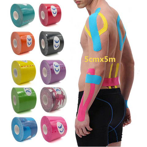 5 taille kinésiologie bande musculaire pansement sport coton élastique adhésif souche blessure bande genou Muscle soulagement de la douleur autocollants ► Photo 1/6