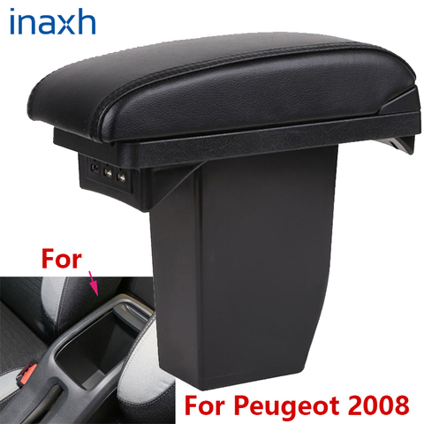 Accoudoir central central avec port USB, boîte de rangement pour pièces de rénovation, accessoires de voiture, pour Peugeot 2008 ► Photo 1/6