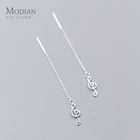 Modian Original 925 en argent Sterling Note de musique découpe classique longue boucles d'oreilles pour femmes corée Style bijoux fins 2022 nouveau ► Photo 1/5