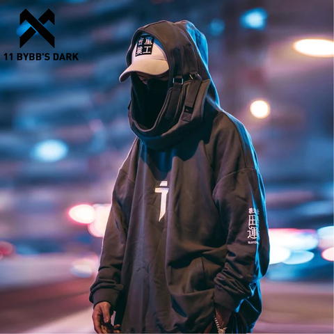 11 BYBB'S DARK – sweat à capuche pour homme, Streetwear japonais, Harajuku, col de poisson, pull-over surdimensionné, Hip Hop, Techwear ► Photo 1/6