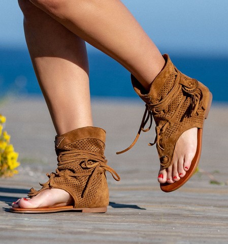 Sandales gladiateur à lanières plates pour femmes, tongs Vintage, chaussures de plage, taille 35-43, été 2022 ► Photo 1/6