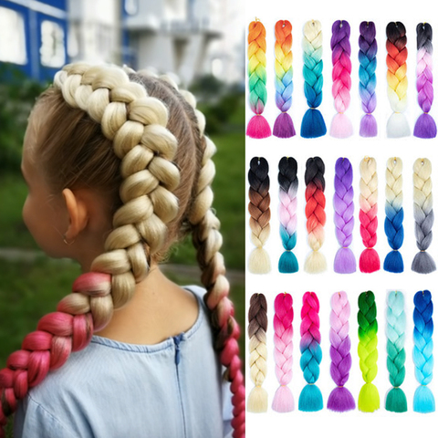 Miss Rola 100G 24 pouces unique Ombre couleur brillant pour cheveux en gros synthétique Extension de cheveux torsion Jumbo tressage Kanekalon cheveux ► Photo 1/6