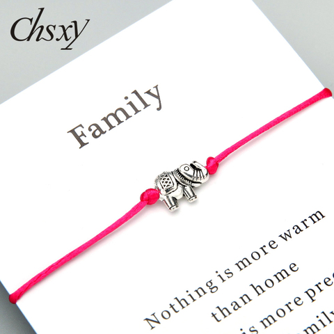 CHSXY – Bracelet de vœux en forme d'éléphant pour hommes et femmes, couleur argent ancien, cordon rouge, assorti avec tout, 12 couleurs, cadeau ► Photo 1/6