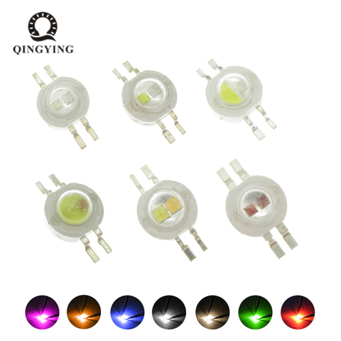 Diodes LED haute puissance, 2x3W, 10 à 50 pièces, deux puces, blanc, rouge, vert, bleu, jaune, uv395 nm, pour lampe de poche et voiture ► Photo 1/6