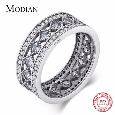 Modian nouveau Style classique réel 925 en argent Sterling bague carrée de mode de mariage bijoux de luxe pétillant CZ femmes cadeau de saint-valentin ► Photo 1/6