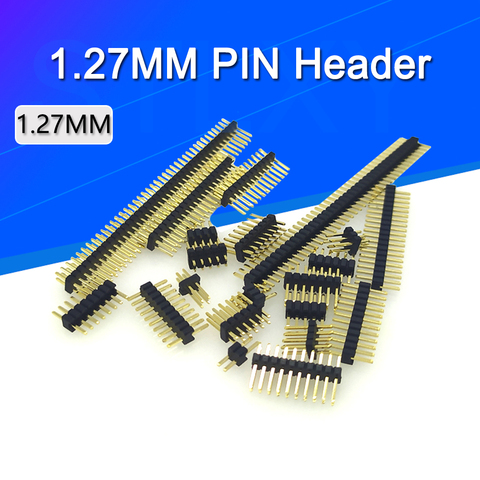 10 pièces, tête de connecteur de carte PCB, 1.27mm, Double rangée mâle, 1.27 ~ 40P, bande de connexion PCB, 1*3/4/5/6/7/8/10/12/15/résolution 20/40 pages ► Photo 1/2