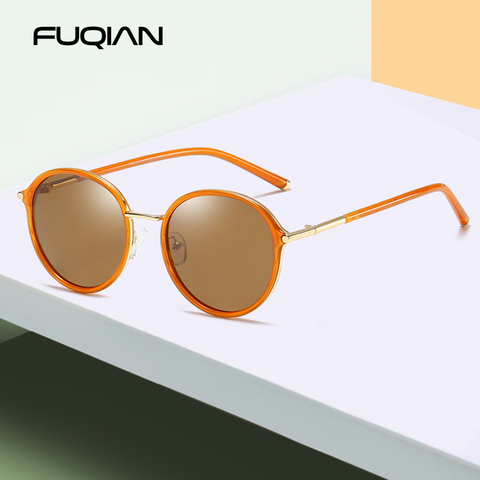 FUQIAN – lunettes de soleil polarisées de luxe pour femmes, rondes, monture en métal, miroir rose, Oculos, nouvelle collection 2022 ► Photo 1/5