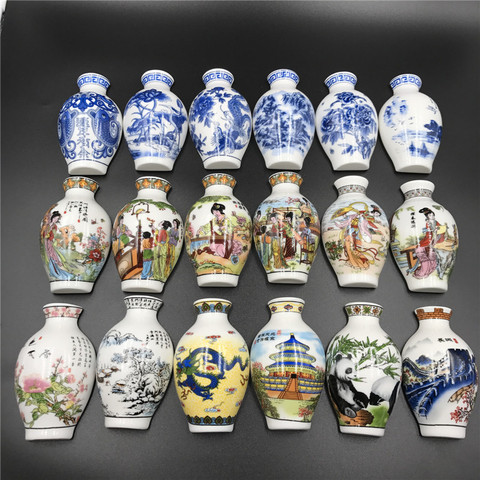 Vase en porcelaine chinoise bleu blanc, aimant de réfrigérateur, Souvenir, artisanat en céramique peint, ensemble d'aimants de réfrigérateur, cadeaux d'affaires chinois ► Photo 1/6