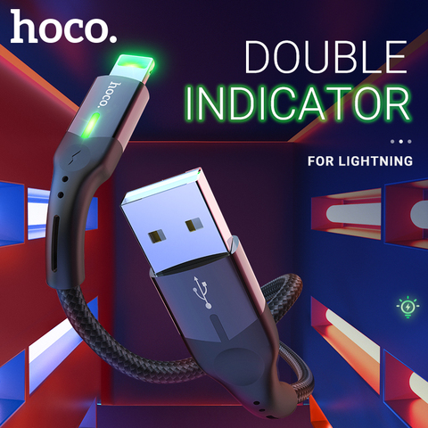 Hoco – câble de charge rapide en nylon et aluminium, cordon de synchronisation de données, indicateur lumineux double led, pour Apple iphone ipad ► Photo 1/6