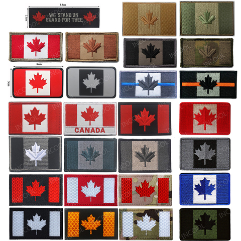 Drapeau du Canada patchs brodés feuille d'érable drapeaux canadiens patchs militaires emblème tactique Appliques 3D insignes de broderie ► Photo 1/6