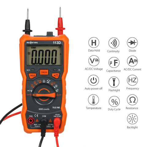 Multimètre RM113D NCV multimètre numérique 6000 comptes Auto range tension ca/cc compteur de mesure de la température rétro-éclairage magnétique ► Photo 1/6