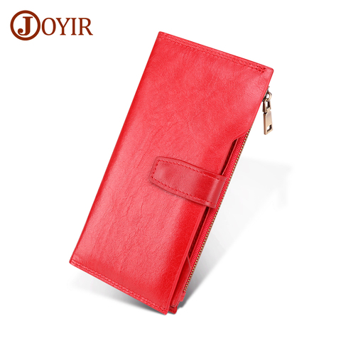 JOYIR – portefeuille en cuir véritable pour femmes et hommes, pochette de téléphone portable RFID, Long porte-monnaie à loquet décontracté, porte-cartes ► Photo 1/6