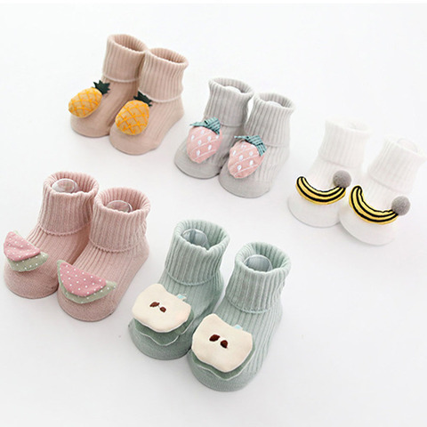 Coton bébé chaussettes dessin animé fruits nouveau-né chaussettes anti-dérapant plancher chaussettes automne hiver chaussettes pour enfants bébé garçon fille infantile chaussettes ► Photo 1/6