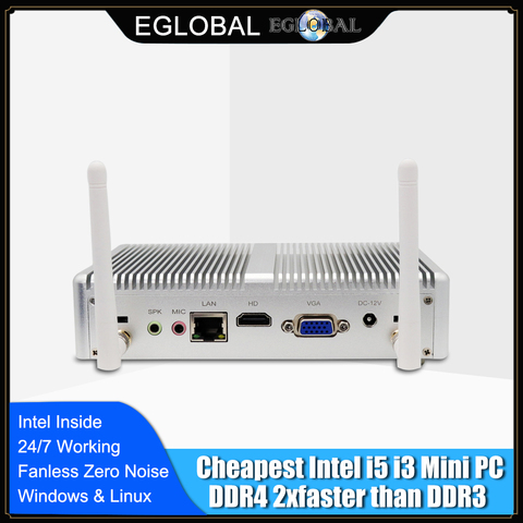 [Processeur Core i3 7100U i5 7200U] Jeux Mini PC Mini Ordinateur Nuc Sans Ventilateur Micro PC Gagner 10 TV boîte WiFi VGA HDMI CE FCC ROHS HTPC ► Photo 1/6