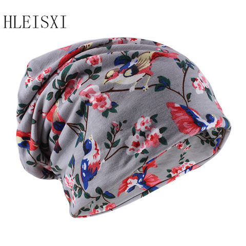 Nouveau Style de mode printemps automne femmes adultes chaud bonnets Skullies écharpe Double utilisé marque de beauté décontracté chapeau à fleurs sur os de porte ► Photo 1/6