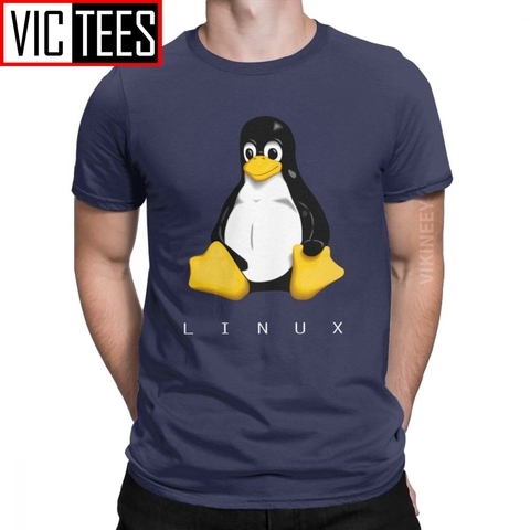 T-Shirt col ras du cou pour homme, 100 coton, surdimensionné, nouveauté, Linux ► Photo 1/6