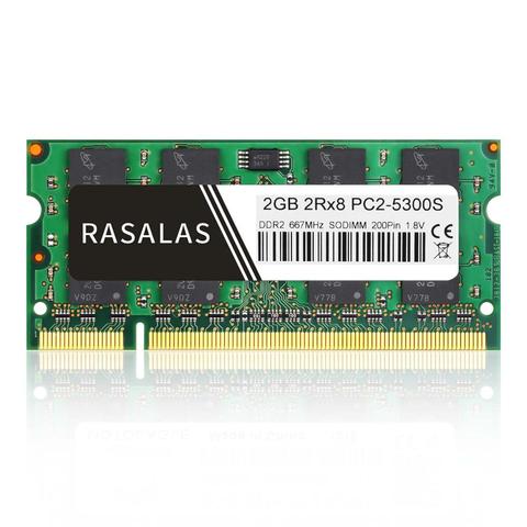 Rasalas 2 go de mémoire pour ordinateur portable DDR2 667Mhz 800Mhz PC2-5300S 6400S SO-DIMM 1,8V RAM 200Pin mémoire pour ordinateur portable Sodimm ► Photo 1/6