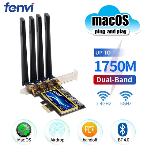 Fenvi-carte réseau T919/BCM94360CD, PCIe 802.11ac, 1750 mb/s, adaptateur sans fil double bande, MacOS Hackintosh, 2.4/5Ghz, bluetooth 4.0 ► Photo 1/6