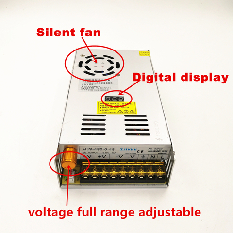 Alimentation électrique, entrée 110/220V, 480W, sortie 0-48V, DC réglable, stabilisateur de tension, commutation numérique, 48v, 10a ► Photo 1/6