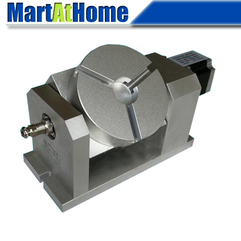 CRA902 CNC routeur Machine indexeur rotatif Table 4th & 5th axe de rotation avec mandrin et 57 moteur pas à pas 2 phases, boîte de vitesses harmonique ► Photo 1/6