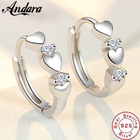 Boucles d'oreilles en argent Sterling 925 pour femmes, bijoux en Zircon, coeur, petits cadeaux, tendance ► Photo 1/6