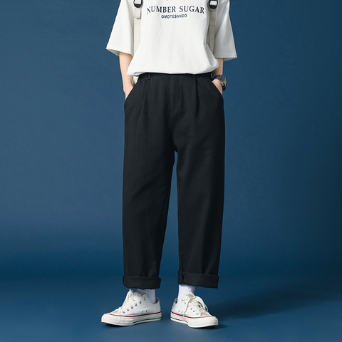 Pantalon 2022 coton pour femmes, pantalon rétro à jambes larges, longueur cheville, taille élastique, Streetwear, décontracté ► Photo 1/6