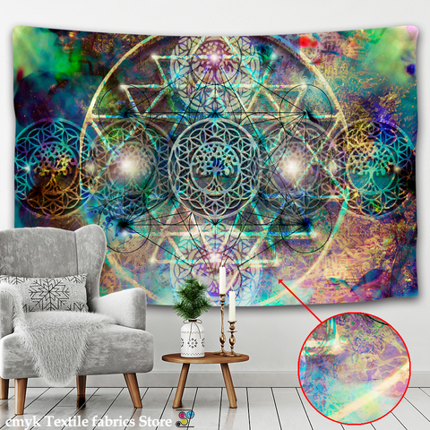 Tapisserie avec le Mandala indien, pour décoration murale, style Boho, Hippie psychédélique, lune et nuit ► Photo 1/6