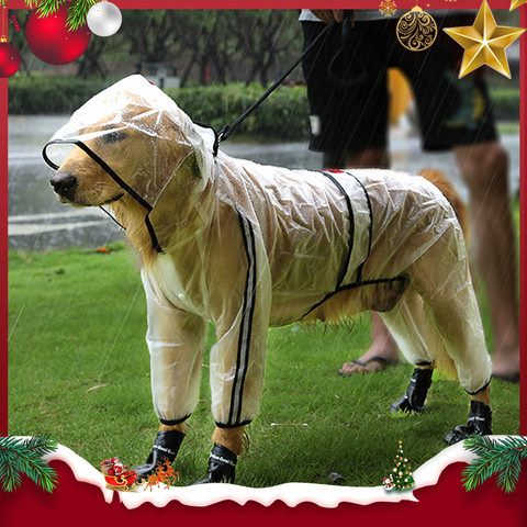 HOOPET-imperméable pour animaux domestiques | Chiot à quatre pieds, capuchon Transparent, imperméable, Teddy, grand chien, vêtements de pluie pour animaux ► Photo 1/6