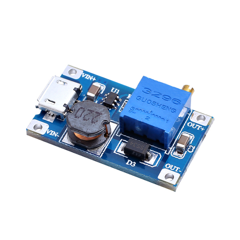 Module Boost réglable 2a, 5 pièces/lot, avec MICRO USB 2V - 24V à 5V 9V 12V 28V LM2577, mt3608. ► Photo 1/5