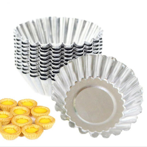 10 pièces réutilisable argent acier inoxydable Cupcake oeuf tarte moule Cookie pouding moule antiadhésif gâteau oeuf cuisson moule outils de pâtisserie ► Photo 1/6