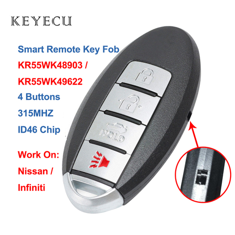 Keyecu Key (9622) clé de voiture intelligente | 4 boutons, 315MHz ID46, pour Nissan Altima pour Infiniti G25 35 37 Q40 60 EX QX FX ► Photo 1/6