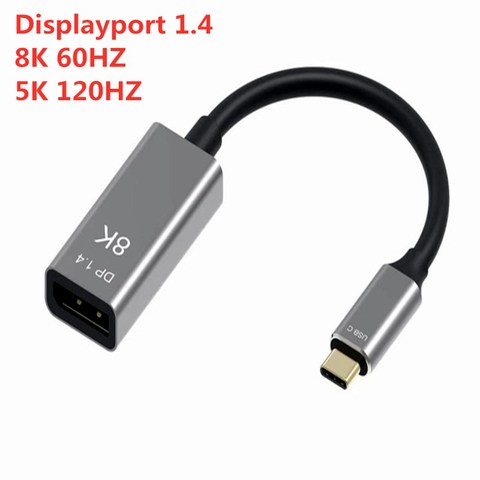 Hub de câble convertisseur de Type c vers Displayport 1.4 mâle vers femelle, USB C vers DP Displayport 8K 60HZ 5K120HZ pour MacBook Air ► Photo 1/6