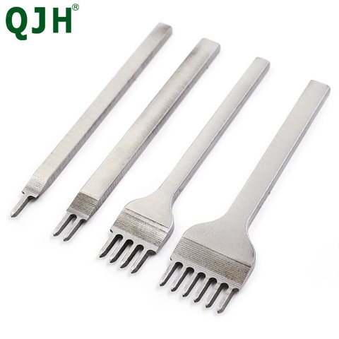 Poinçons de trou pour ciseau en cuir 4mm 4 pièces/ensemble, outil de couture, couture artisanale du cuir outils de bricolage 1 + 2 + 4 + 6 trou de fourchette ► Photo 1/6