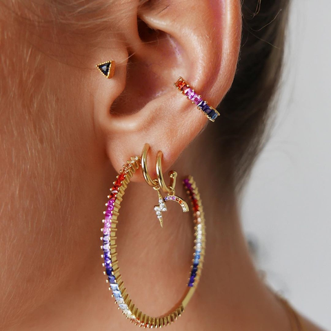 Nouvelle mode cristal métal oreille manchette ensemble pour les femmes Boho à la mode manchette déclaration strass Clip boucles d'oreilles écouteurs bijoux en gros ► Photo 1/6