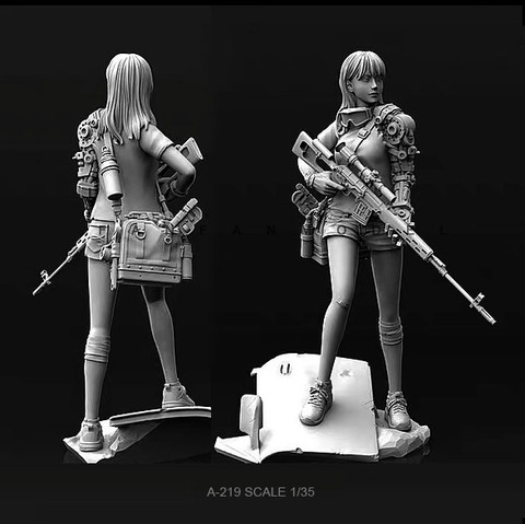 Kits de figurines en résine, modèle de sniper, pour fille, à assembler, 1/35 ► Photo 1/2