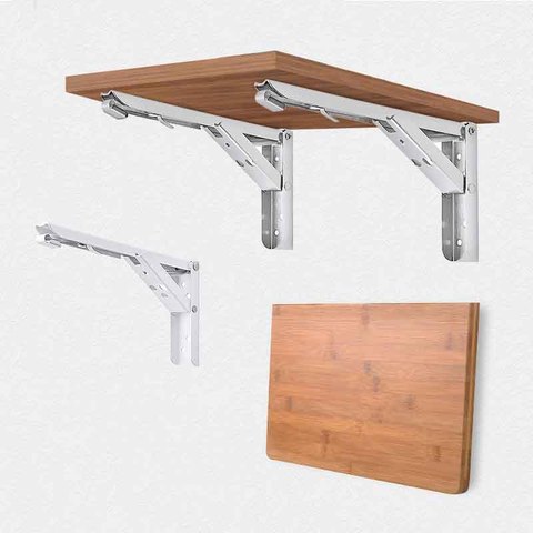 Support d'angle pliable triangulaire de 2 pièces | Support lourd, Support mural réglable pour banc, étagère de Table, Support de quincaillerie de meubles ► Photo 1/2