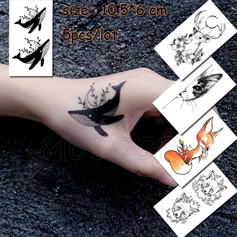 Historique Des Prix Et Avis Sur Tatouage Temporaire Autocollant Baleine Cerf Chat Renard Loup Impermeable Faux Tatto Eau Tatoo Pour Fille Femme Enfant Homme Petite Taille Vendre En Lot Vendeur Aliexpress