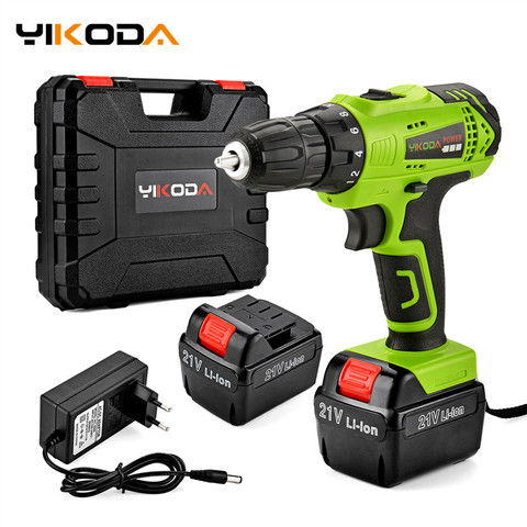 YIKODA perceuse électrique 21V, batterie au Lithium, bricolage, Mini, Rechargeable, Double vitesse, tournevis sans fil, outils électriques ménagers ► Photo 1/6