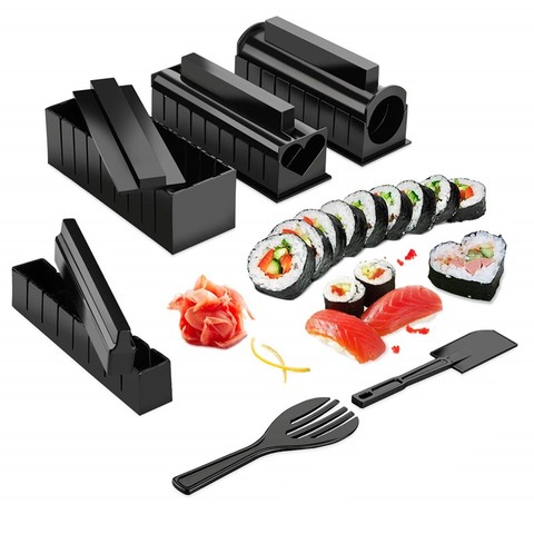 10 pièces/ensemble bricolage Sushi faisant Kit rouleau Sushi fabricant riz rouleau moule cuisine Sushi outils japonais Sushi outils de cuisine outils de cuisine ► Photo 1/6