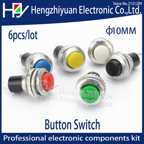 Black Green Yellow Blue White Red Momentary OFF-ON 0.5A 250V AC Remote Control Push Button Switches 10mm momentary push button ► Photo 1/2