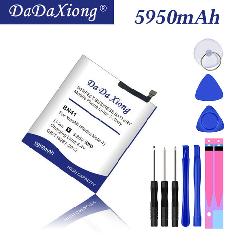 Da Da Xiong haute capacité 5950mAh BN41 batterie pour Xiaomi Hongmi Note 4 Redmi Note 4 batterie de téléphone portable ► Photo 1/5